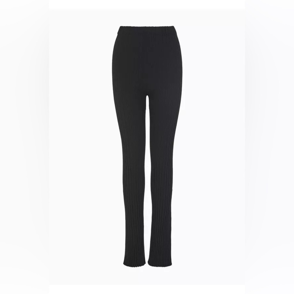 Giorgio Armani Runway Black Ribbed Knit Pants, Size US 6/ IT 42